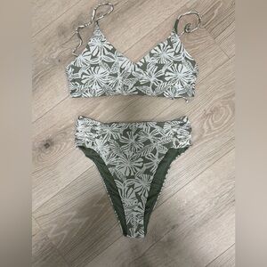 O'Neill Olive Green & White Floral Bikini Set